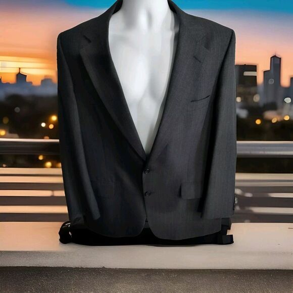 Burberry Gray Window Pane 44R‎ Silk Wool Blazer Men 939